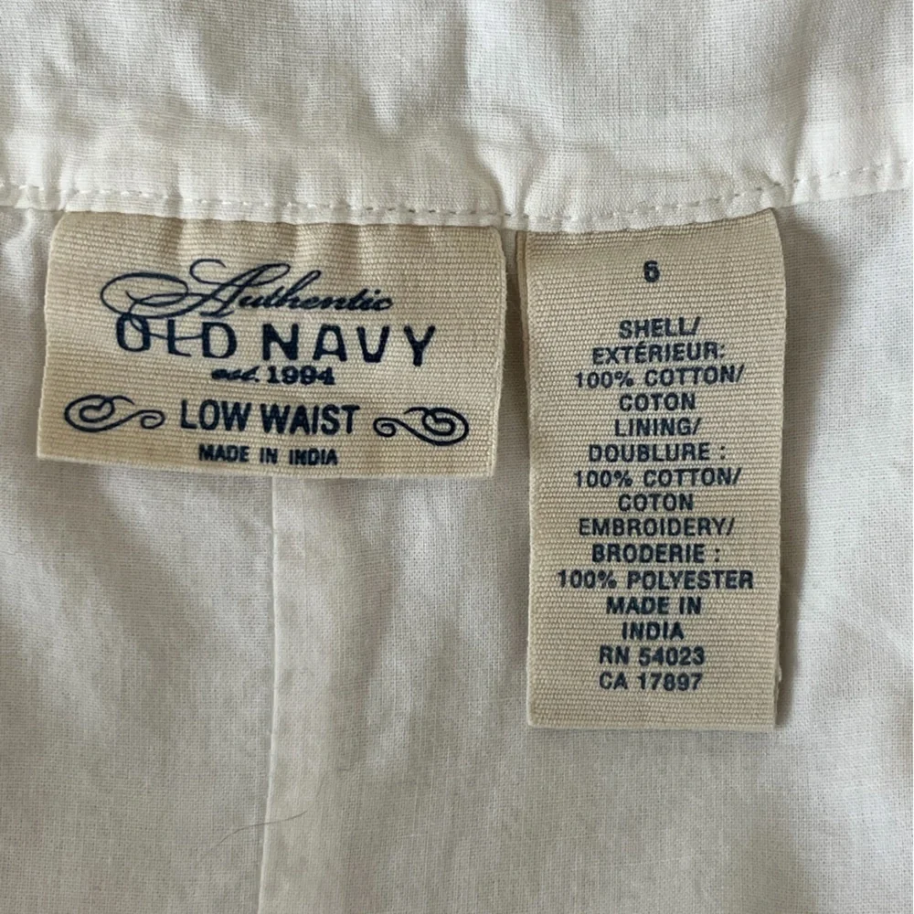 Old Navy Y2K White Beaded Cotton A-Line Skirt Lined Wooden Beads Size 6 Summer